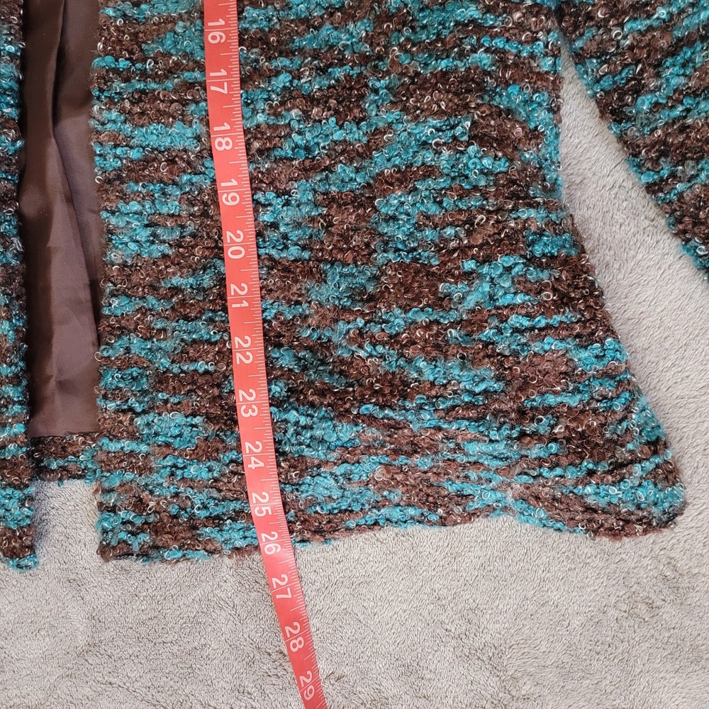 Vintage Y2K tie front sweater blazer brown & blue mottled textured knit fabric - Picture 11 of 16
